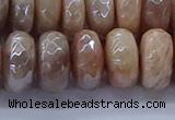 CMS1325 15.5 inches 7*14mm faceted rondelle AB-color moonstone beads