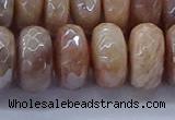 CMS1326 15.5 inches 8*16mm faceted rondelle AB-color moonstone beads