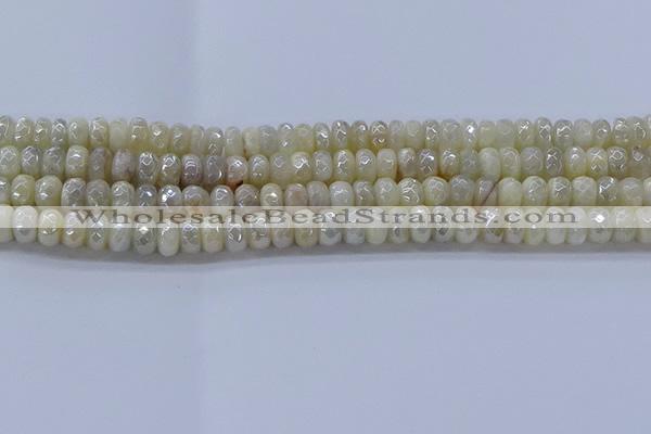 CMS1341 15.5 inches 4*6mm faceted rondelle AB-color white moonstone beads