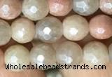 CMS1451 15.5 inches 6mm faceted round AB-color moonstone beads