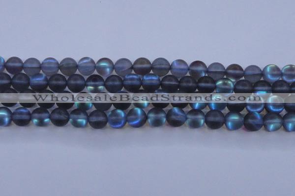 CMS1519 15.5 inches 12mm round matte synthetic moonstone beads