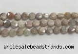 CMS1789 15.5 inches 10mm faceted coin AB-color moonstone beads
