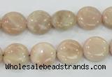 CMS22 15.5 inches 12mm flat round moonstone gemstone beads wholesale