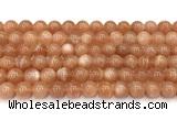 CMS2253 15 inches 10mm round orange moonstone beads wholesale
