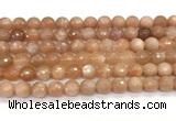 CMS2259 15 inches 8mm faceted round orange moonstone beads
