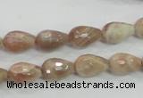 CMS88 15.5 inches 8*12mm faceted teardrop moonstone gemstone beads