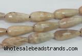CMS90 15.5 inches 7*18mm faceted teardrop moonstone gemstone beads