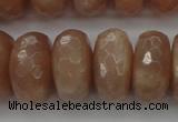CMS953 15.5 inches 7*14mm faceted rondelle A grade moonstone beads