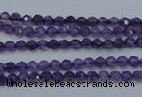 CNA250 15.5 inches 4mm faceted round natural amethyst beads