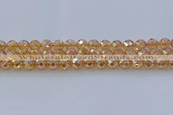 CNC622 15.5 inches 10mm faceted round plated natural white crystal beads