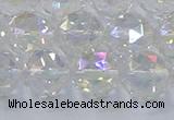 CNC648 15.5 inches 12mm faceted round plated natural white crystal beads