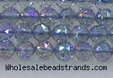 CNC657 15.5 inches 6mm faceted round plated natural white crystal beads