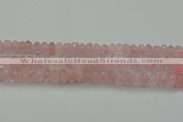 CNG1177 15.5 inches 6*14mm - 8*14mm nuggets rose quartz beads