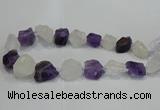 CNG3006 15*20mm - 22*30mm nuggets amethyst & white crystal beads