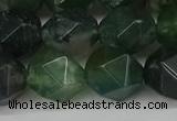 CNG6026 15.5 inches 12mm faceted nuggets moss agate beads