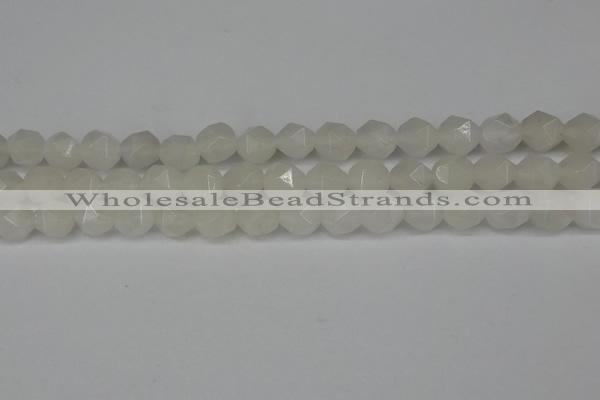 CNG6113 15.5 inches 8mm faceted nuggets white jade beads