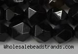 CNG6160 15.5 inches 10mm faceted nuggets black agate beads