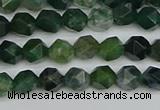 CNG7335 15.5 inches 6mm faceted nuggets moss agate beads