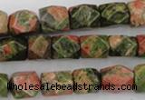 CNG821 15.5 inches 9*12mm faceted nuggets unakite gemstone beads