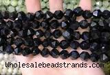 CNG8737 15.5 inches 8mm faceted nuggets black agate beads