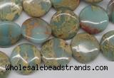CNS161 15.5 inches 16mm flat round natural serpentine jasper beads