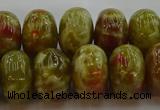 CNS615 15.5 inches 10*16mm rondelle green dragon serpentine jasper beads