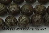 COB814 15.5 inches 12mm faceted round red snowflake obsidian beads