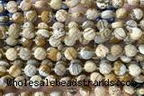 COIN146 15 inches 6mm faceted coin picture jasper beads