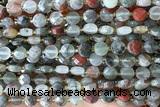 COIN154 15 inches 6mm faceted coin blood jasper beads