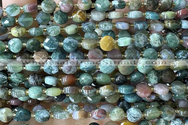 COIN164 15 inches 6mm faceted coin India agate beads
