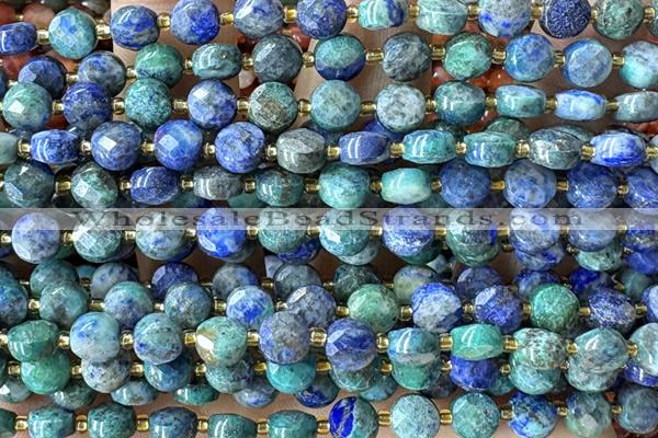 COIN169 15 inches 6mm faceted coin chrysocolla gemstone beads