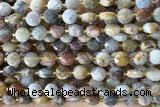 COIN172 15 inches 6mm faceted coin yellow crazy lace agate beads
