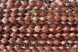 COIN177 15 inches 6mm faceted coin red jasper beads