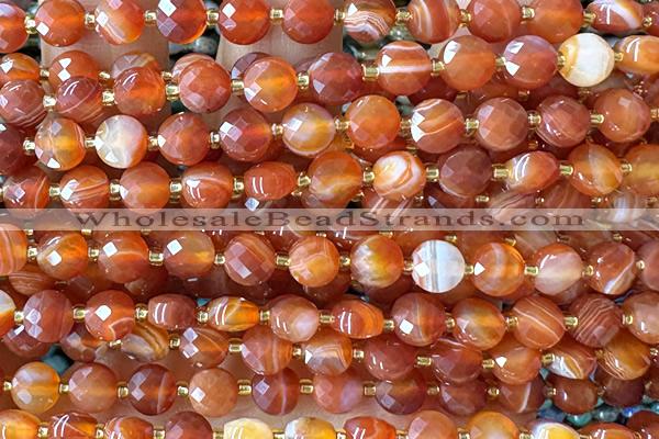 COIN180 15 inches 6mm faceted coin red agate beads