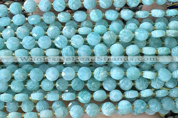 COIN186 15 inches 6mm faceted coin amazonite gemstone beads