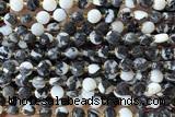 COIN196 15 inches 6mm faceted coin black & white jasper beads