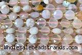 COIN225 15 inches 8mm faceted coin sakura agate beads