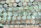 COIN233 15 inches 8mm faceted coin green rutilated quartz beads