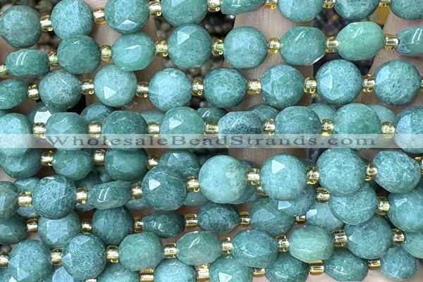 COIN235 15 inches 8mm faceted coin green aventurine jade beads