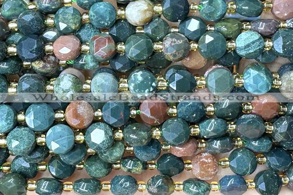 COIN236 15 inches 8mm faceted coin jasper gemstone beads