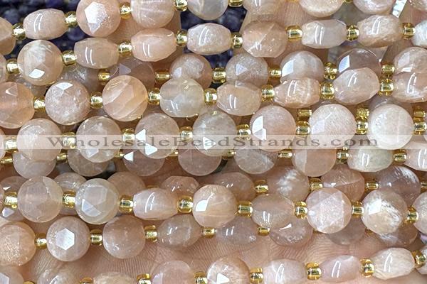 COIN238 15 inches 8mm faceted coin moonstone gemstone beads