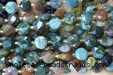 COIN243 15 inches 8mm faceted coin agate gemstone beads