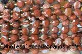 COIN249 15 inches 8mm faceted coin red jasper gemstone beads