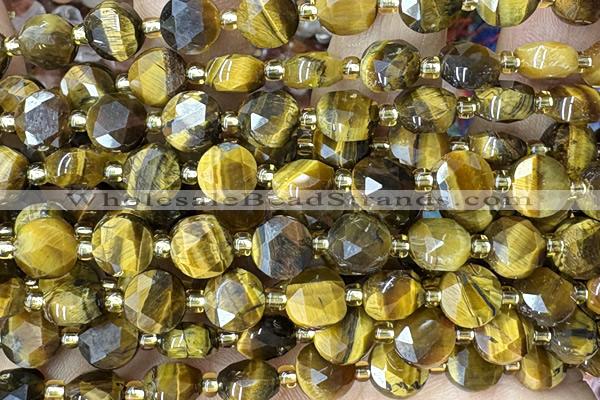 COIN251 15 inches 8mm faceted coin tiger eye gemstone beads