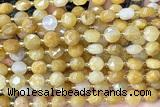 COIN253 15 inches 8mm faceted coin yellow jade gemstone beads