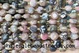 COIN255 15 inches 8mm faceted coin rhodonite gemstone beads