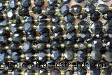 COIN263 15 inches 8mm faceted coin obsidian gemstone beads