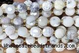 COIN273 15 inches 10mm faceted coin white opal beads