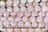 COIN274 15 inches 10mm faceted coin rose quartz beads