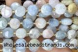 COIN281 15 inches 10mm faceted coin morganite gemstone beads
